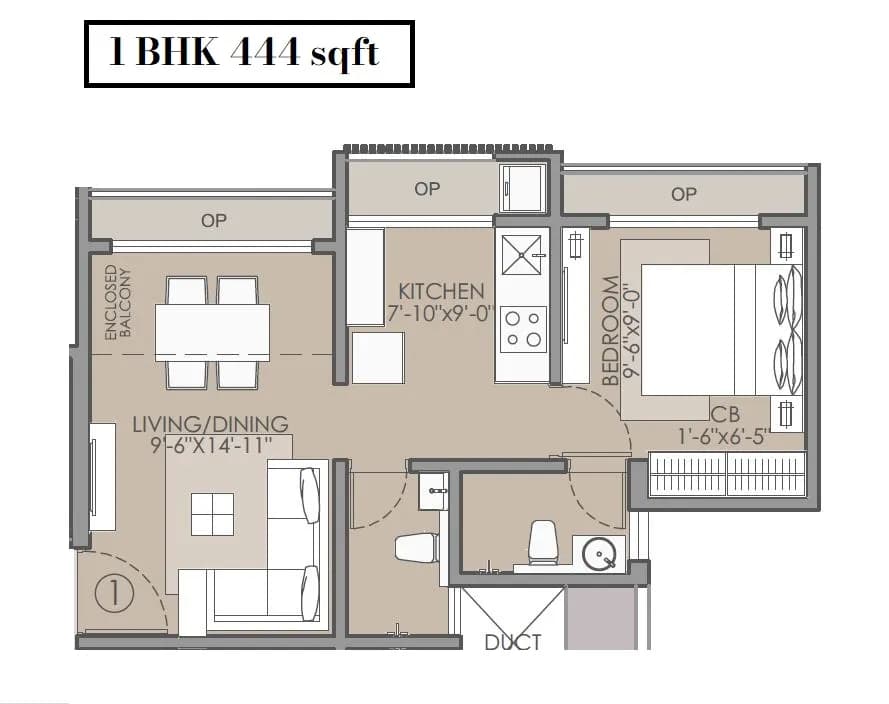 Unit plan - 444 sq.ft.