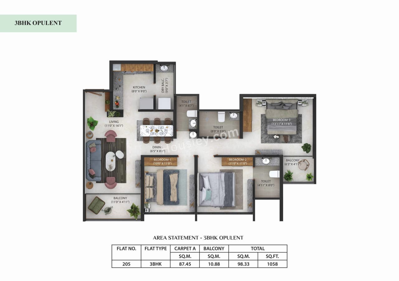 Unit plan - 1058 sq.ft.
