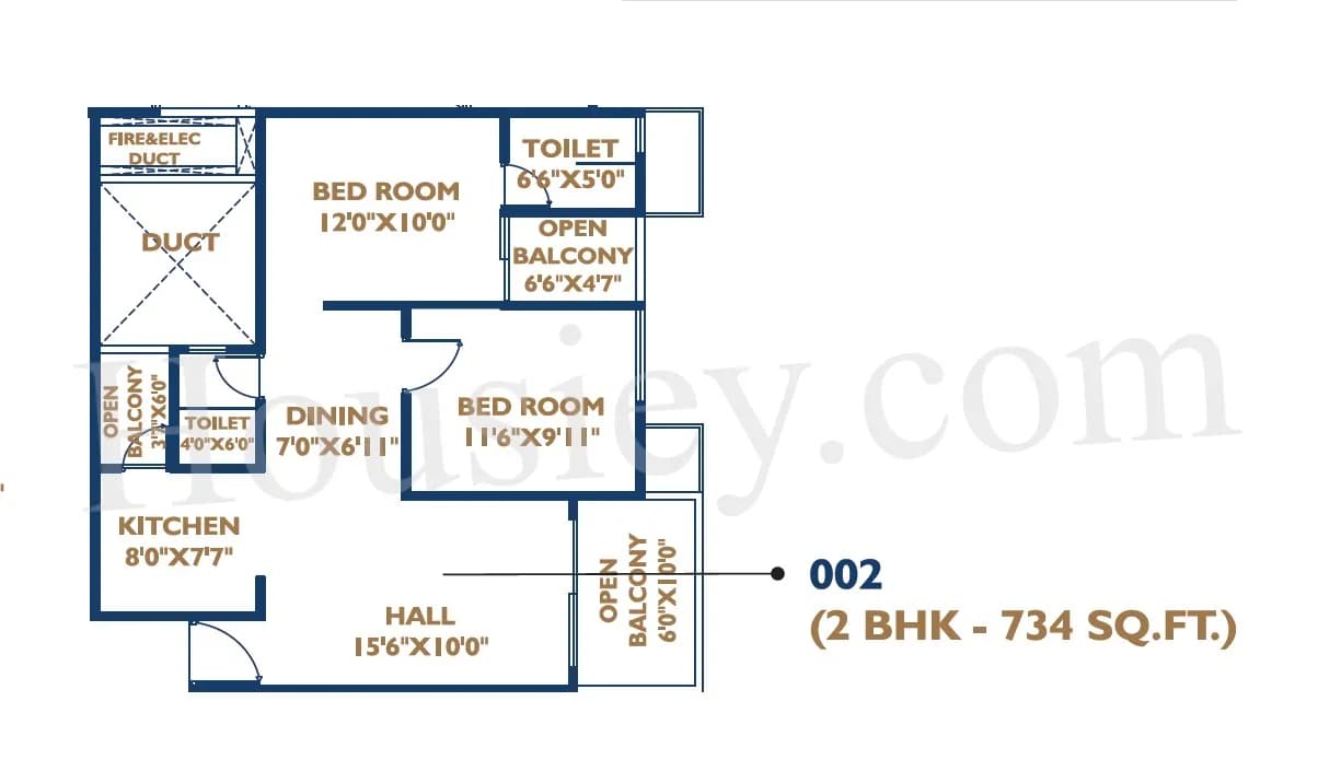 Unit plan - 734 sq.ft.