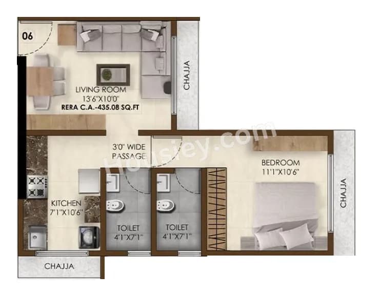 Unit plan - 435 sq.ft.