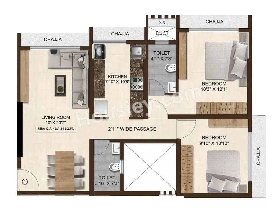 Unit plan - 661 sq.ft.