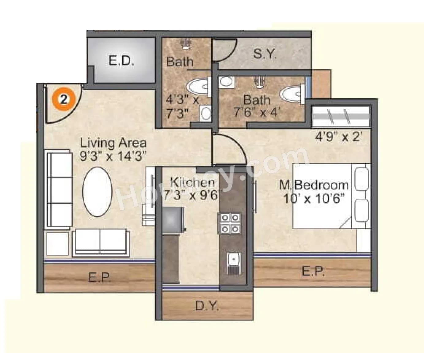 Unit plan - 430 sq.ft.