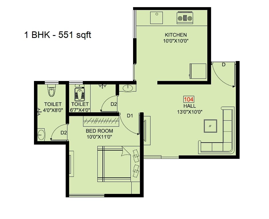 Unit plan - 551 sq.ft.