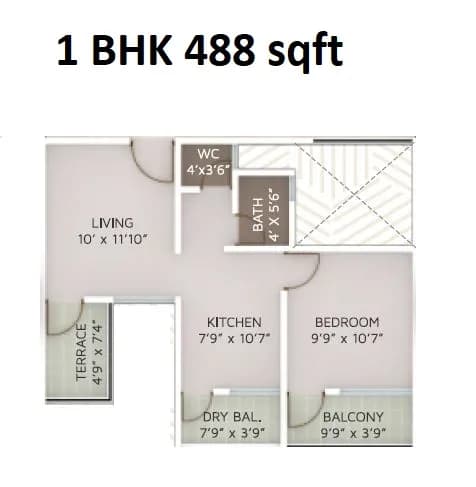 Unit plan - 488 sq.ft.