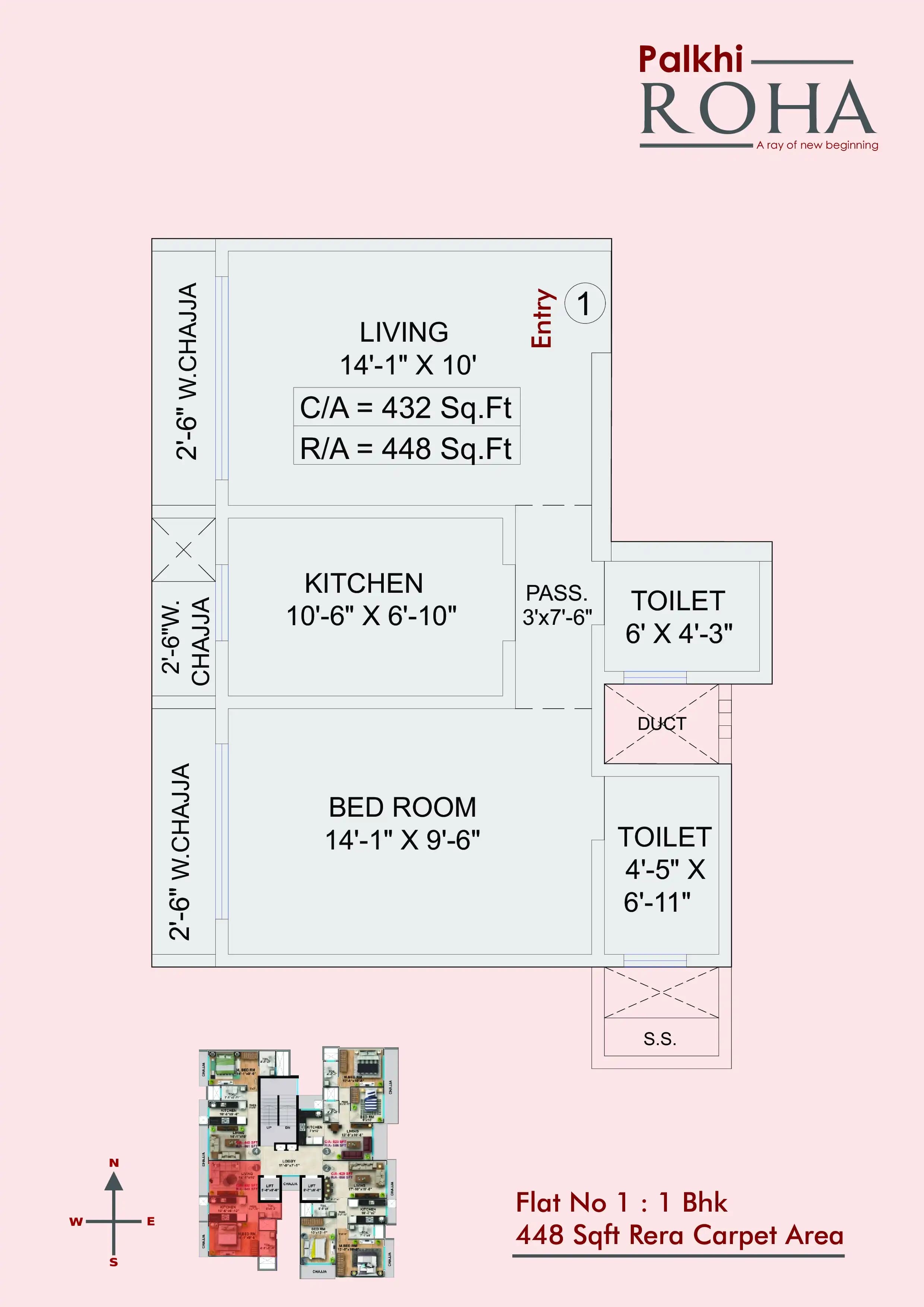 Unit plan - 448 sq.ft.