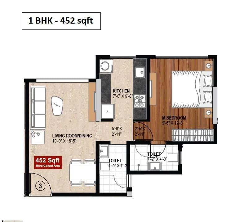Unit plan - 452 sq.ft.