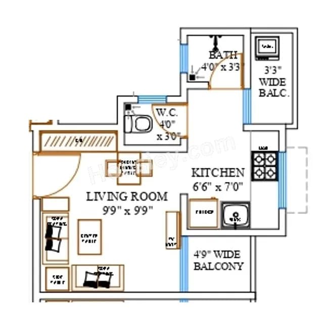 Unit plan - 197 sq.ft.