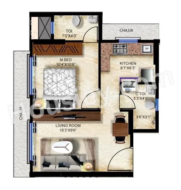 Unit plan - 400 sq.ft.