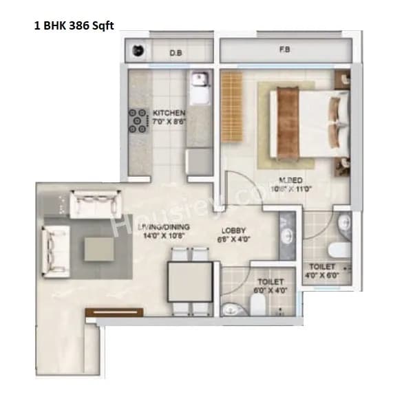 Unit plan - 386 sq.ft.
