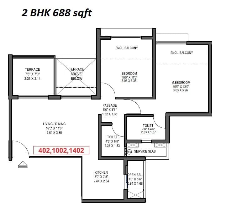 Unit plan - 688 sq.ft.
