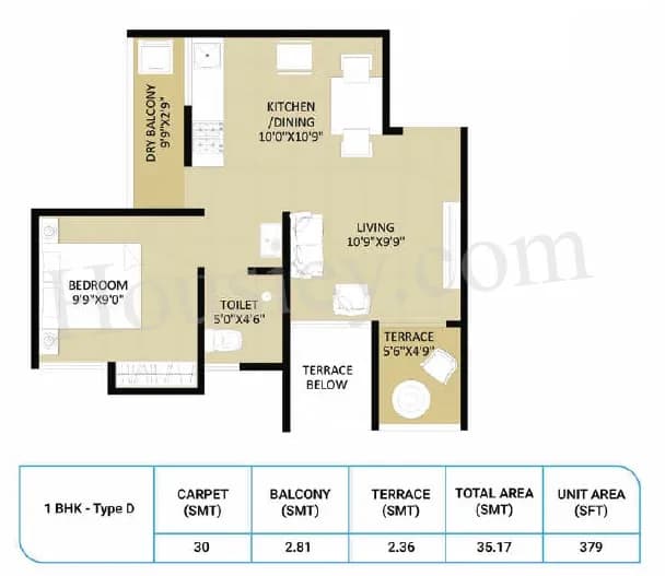 Unit plan - 379 sq.ft.