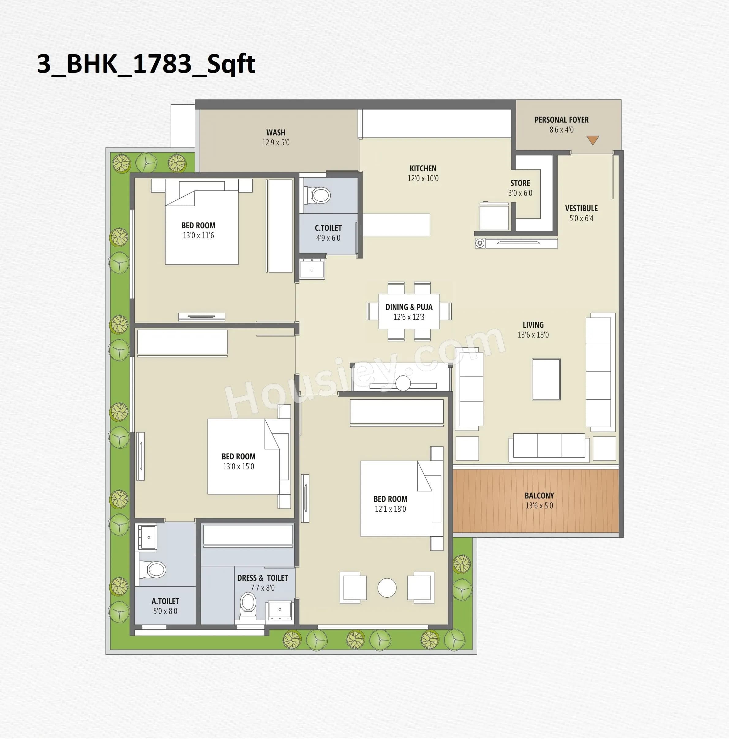 Unit plan - 1230 sq.ft.