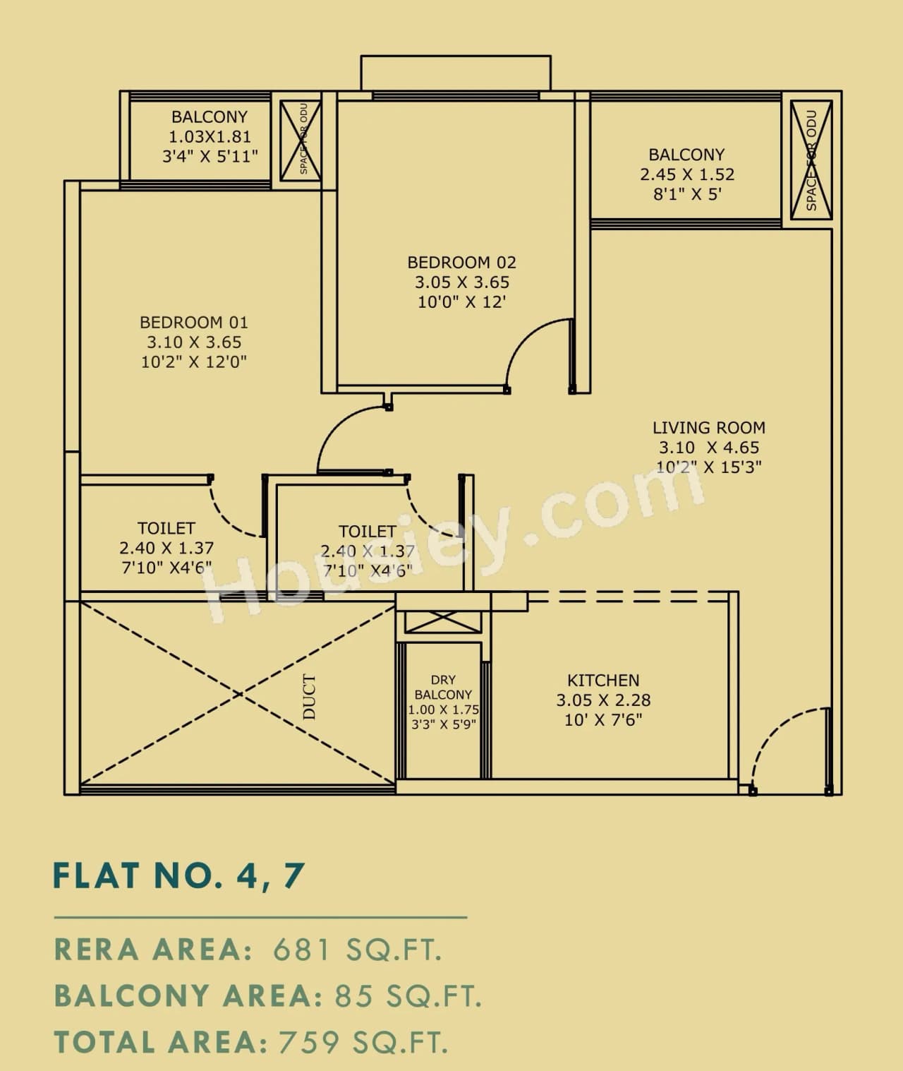 Unit plan - 759 sq.ft.