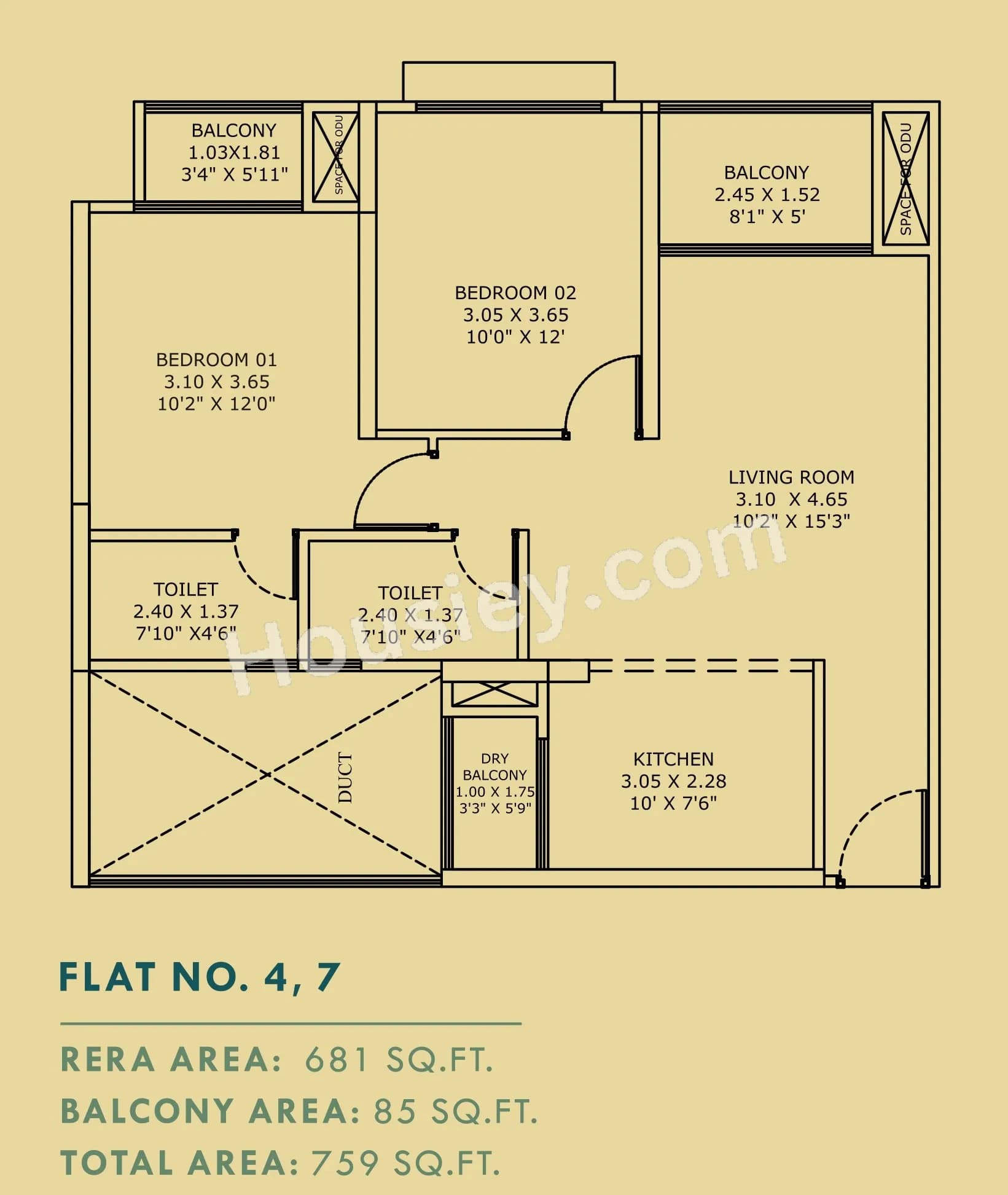 Unit plan - 759 sq.ft.