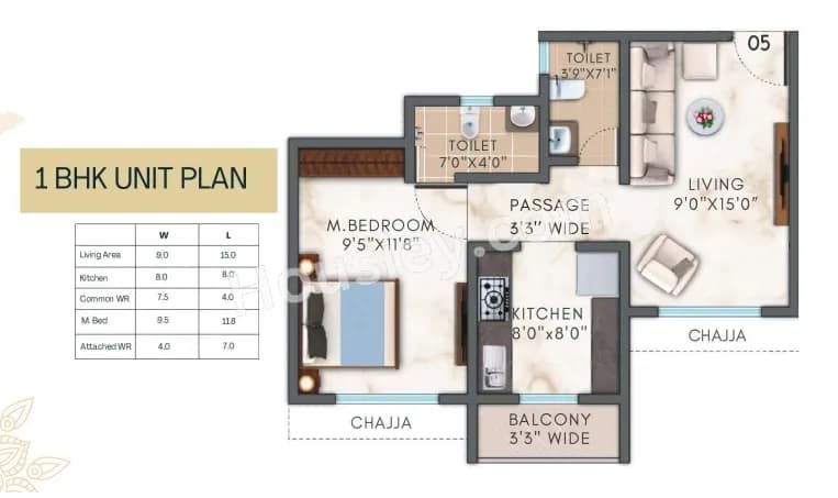 Unit plan - 462 sq.ft.