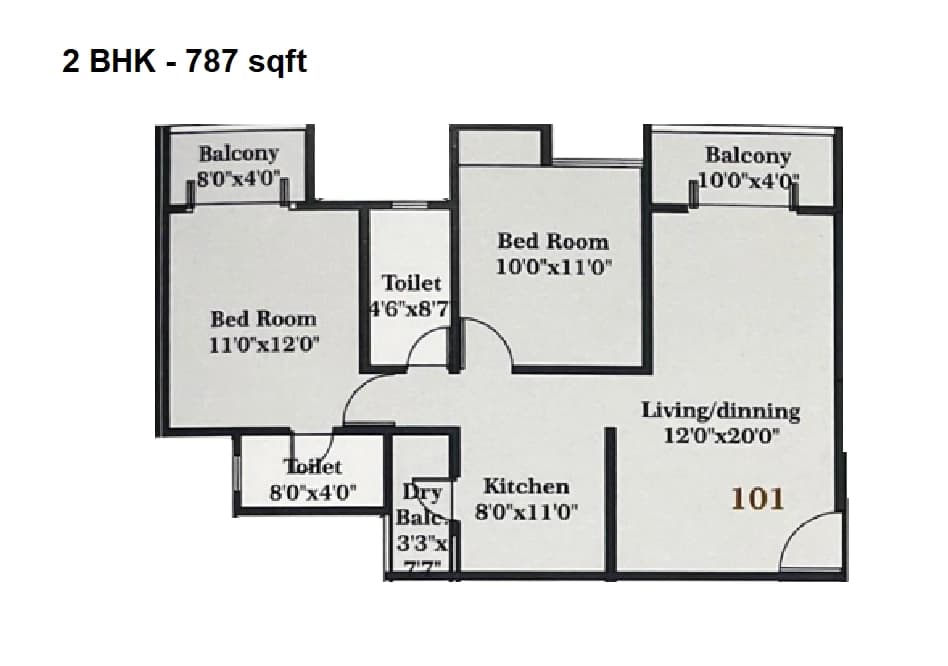 Unit plan - 787 sq.ft.