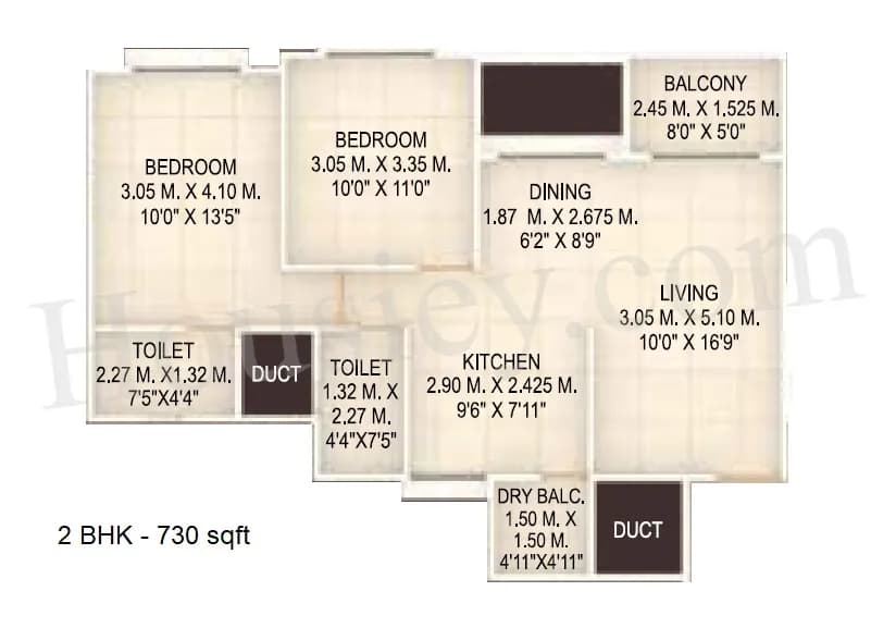 Unit plan - 730 sq.ft.