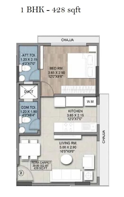 Unit plan - 428 sq.ft.
