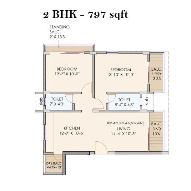 Unit plan - 797 sq.ft.