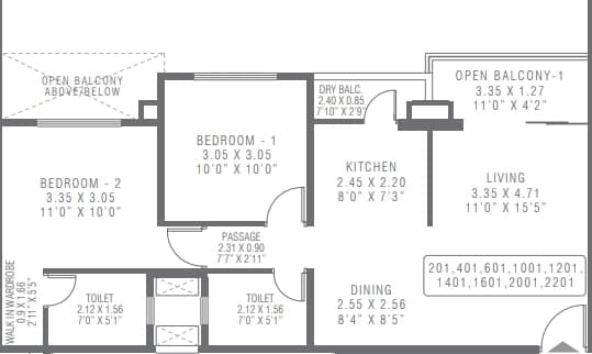 Unit plan - 728 sq.ft.