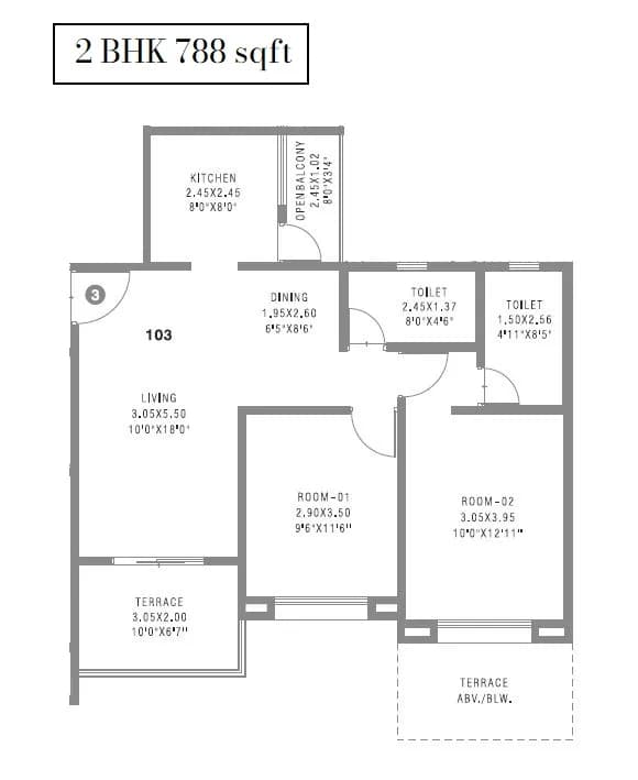 Unit plan - 788 sq.ft.