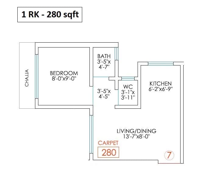 Unit plan - 280 sq.ft.