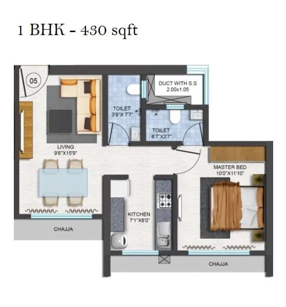 Unit plan - 430 sq.ft.