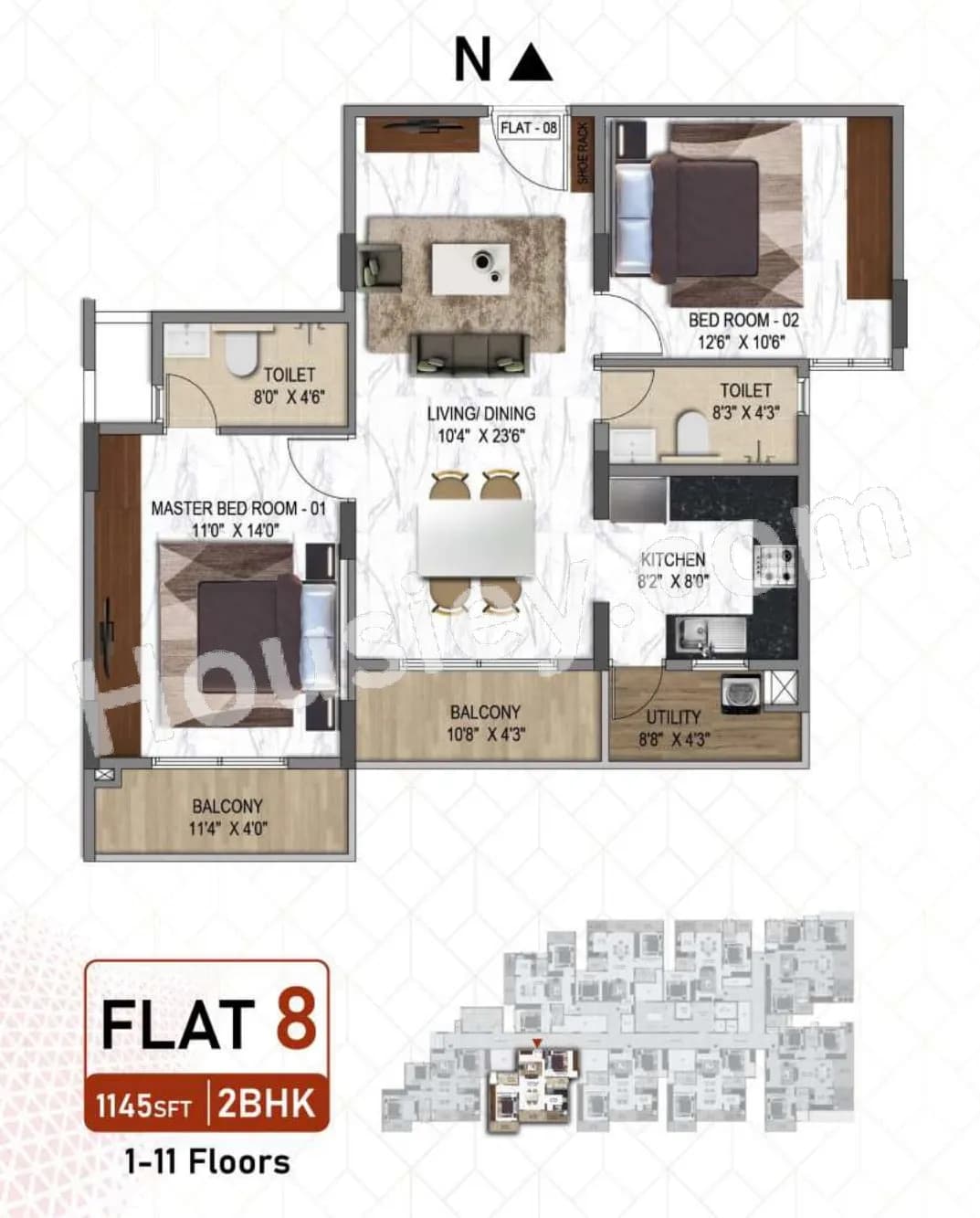 Unit plan - 744 sq.ft.