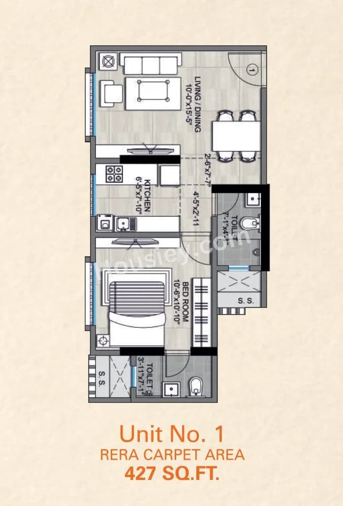 Unit plan - 427 sq.ft.