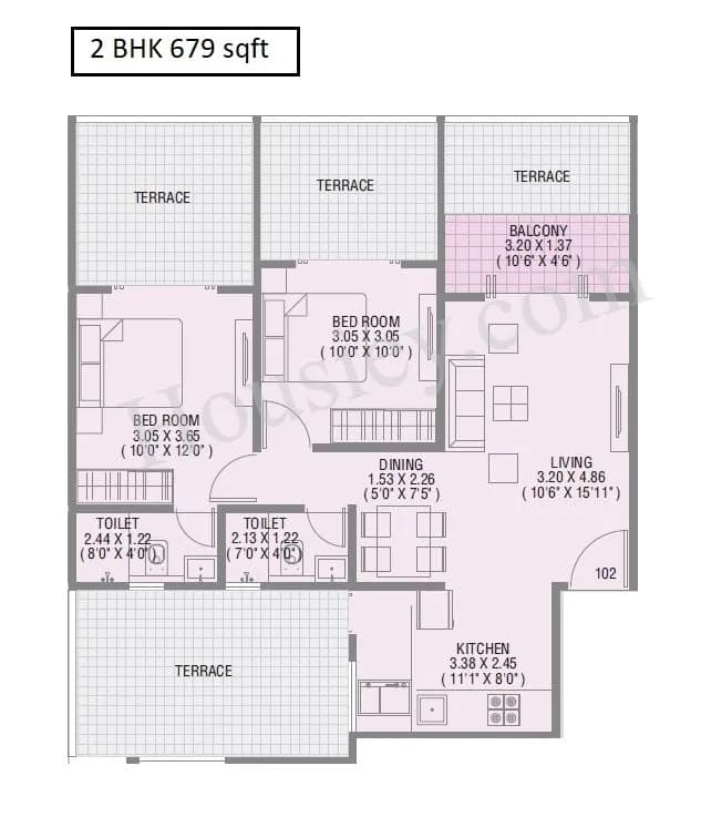 Unit plan - 679 sq.ft.