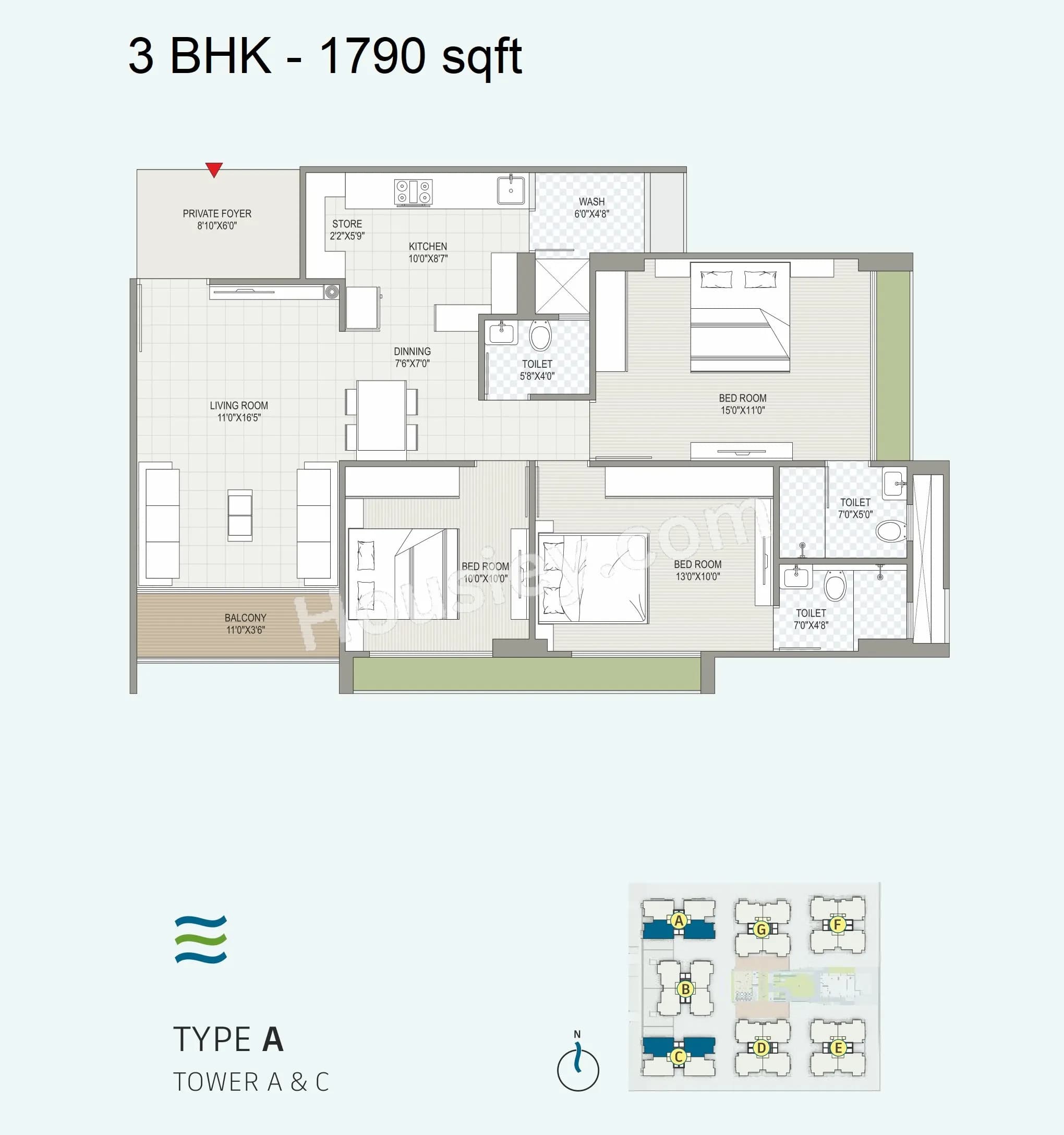 Unit plan - 985 sq.ft.