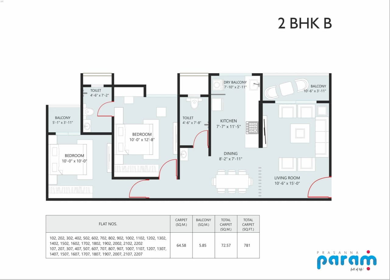 Unit plan - 781 sq.ft.