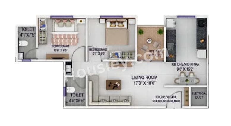 Unit plan - 677 sq.ft.