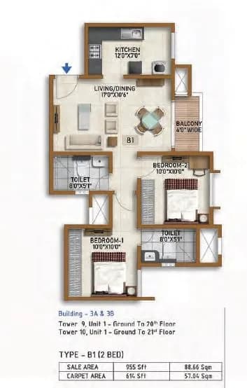 Unit plan - 614 sq.ft.
