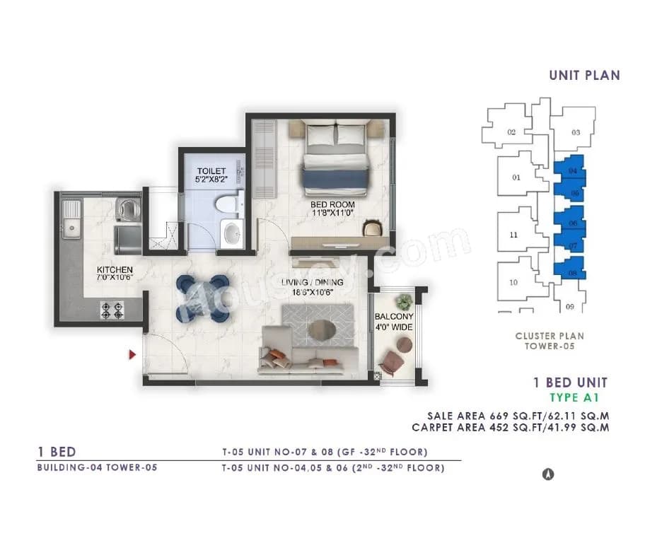 Unit plan - 452 sq.ft.