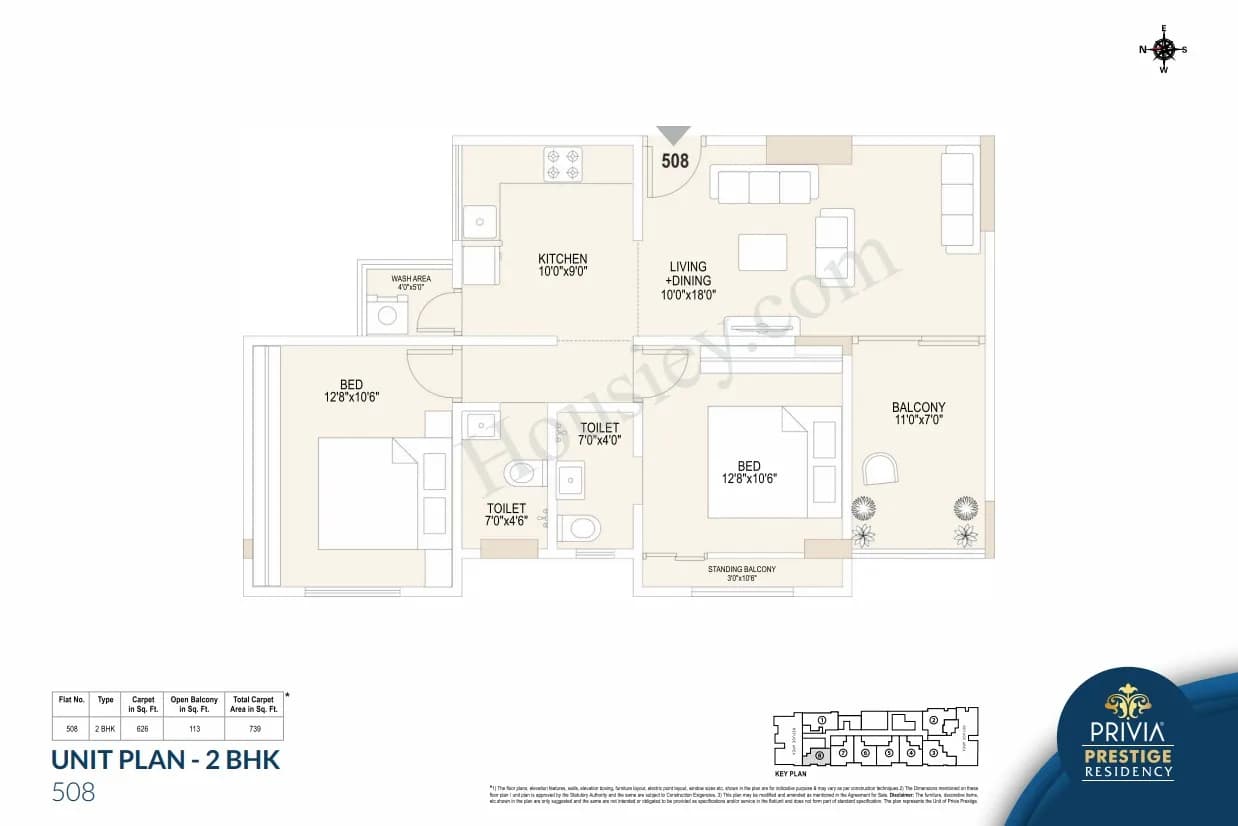 Unit plan - 739 sq.ft.