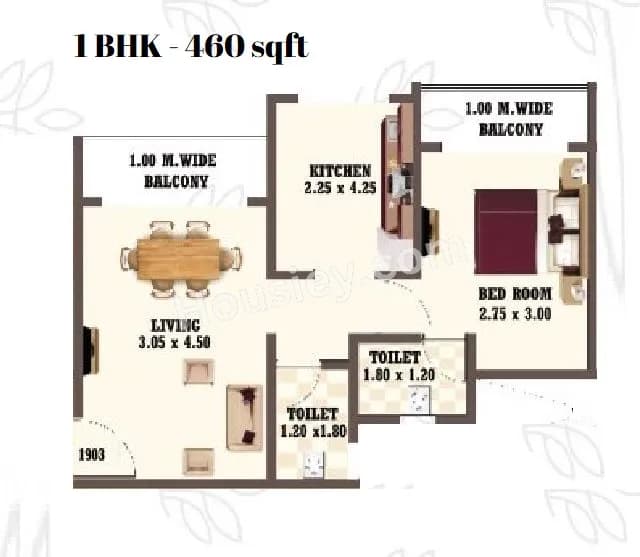 Unit plan - 460 sq.ft.