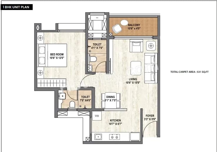 Unit plan - 531 sq.ft.