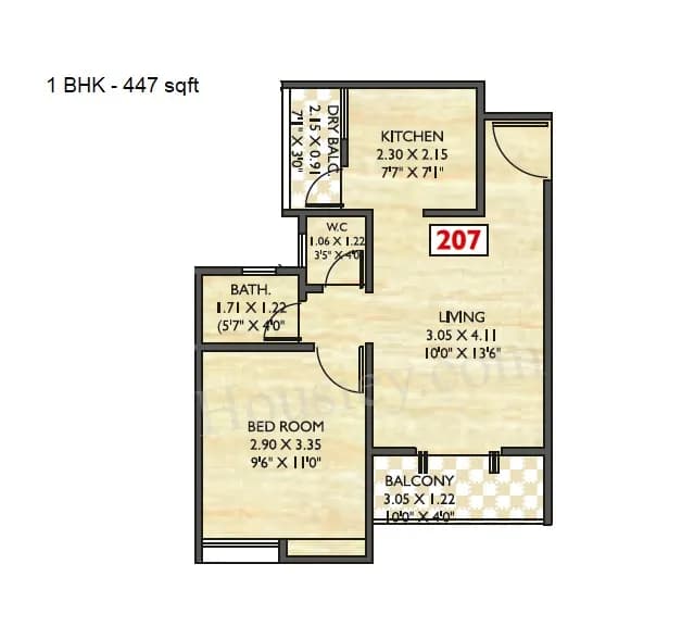 Unit plan - 447 sq.ft.