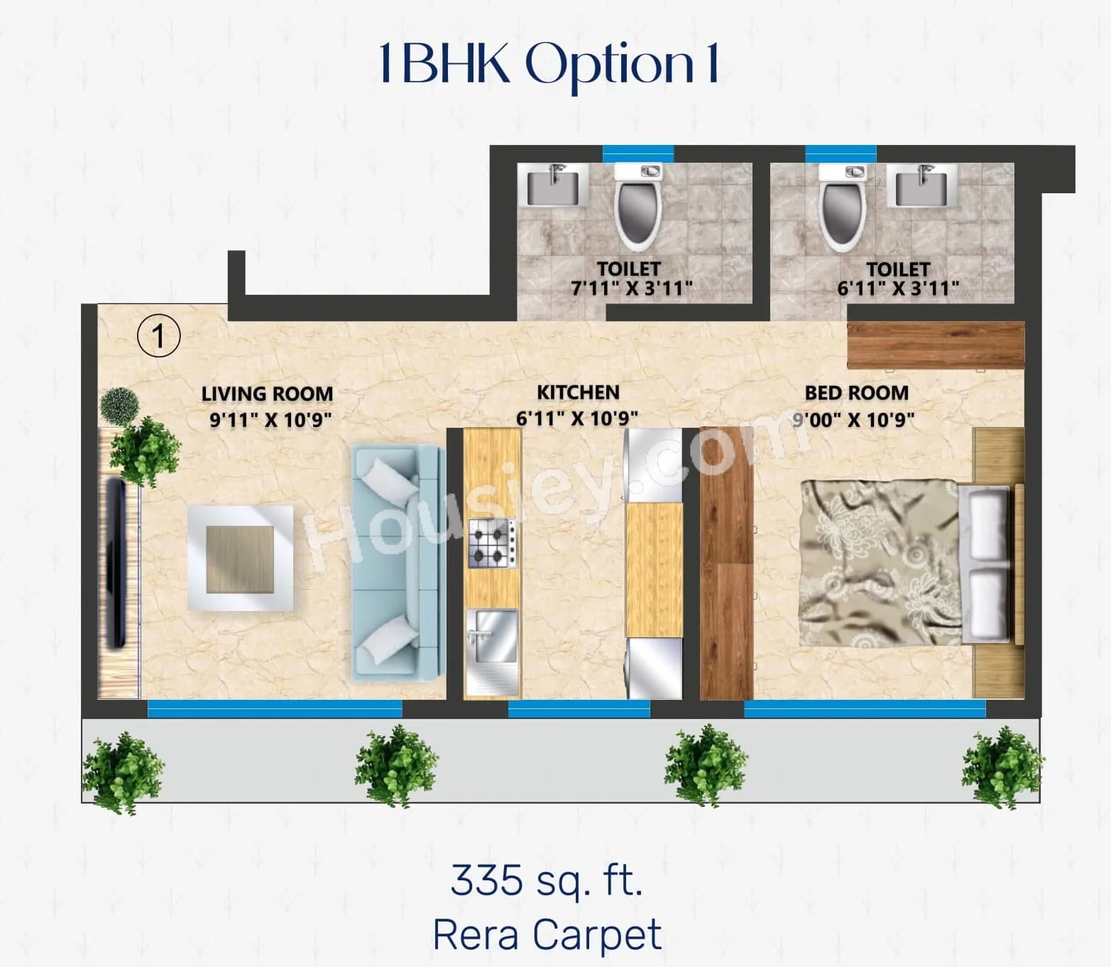Unit plan - 335 sq.ft.