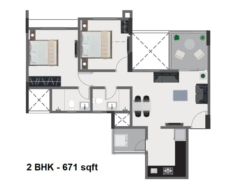 Unit plan - 671 sq.ft.