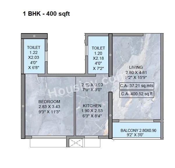 Unit plan - 400 sq.ft.