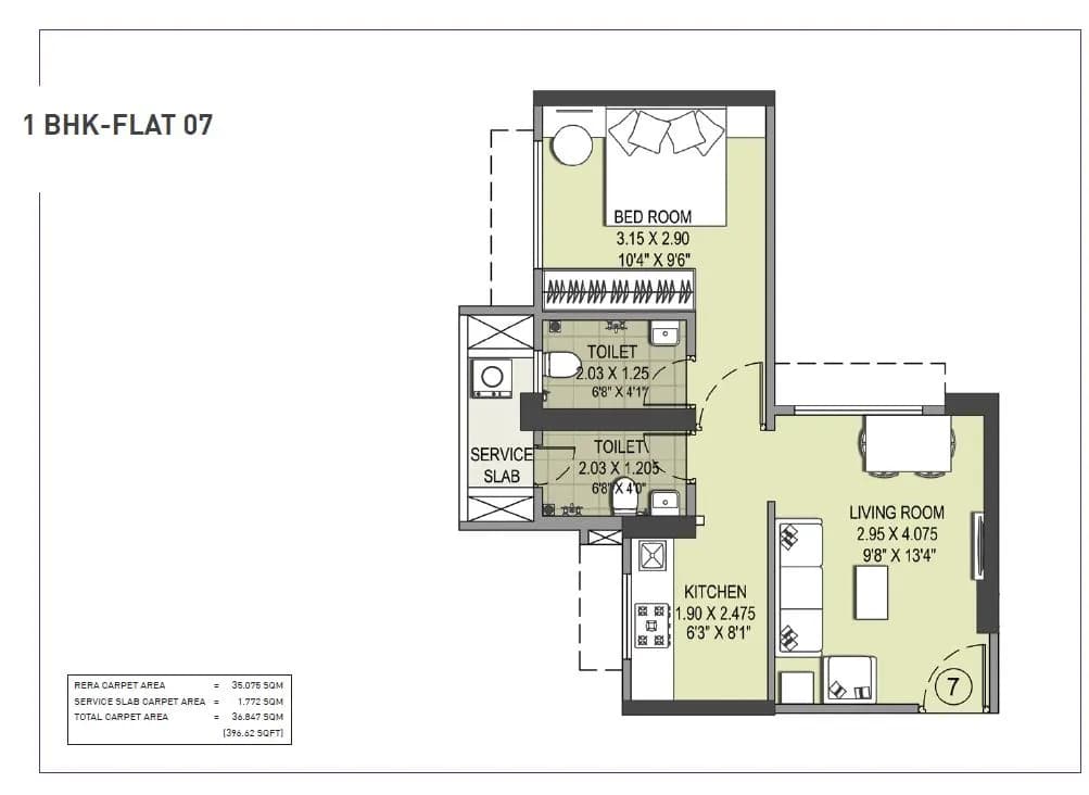 Unit plan - 292 sq.ft.