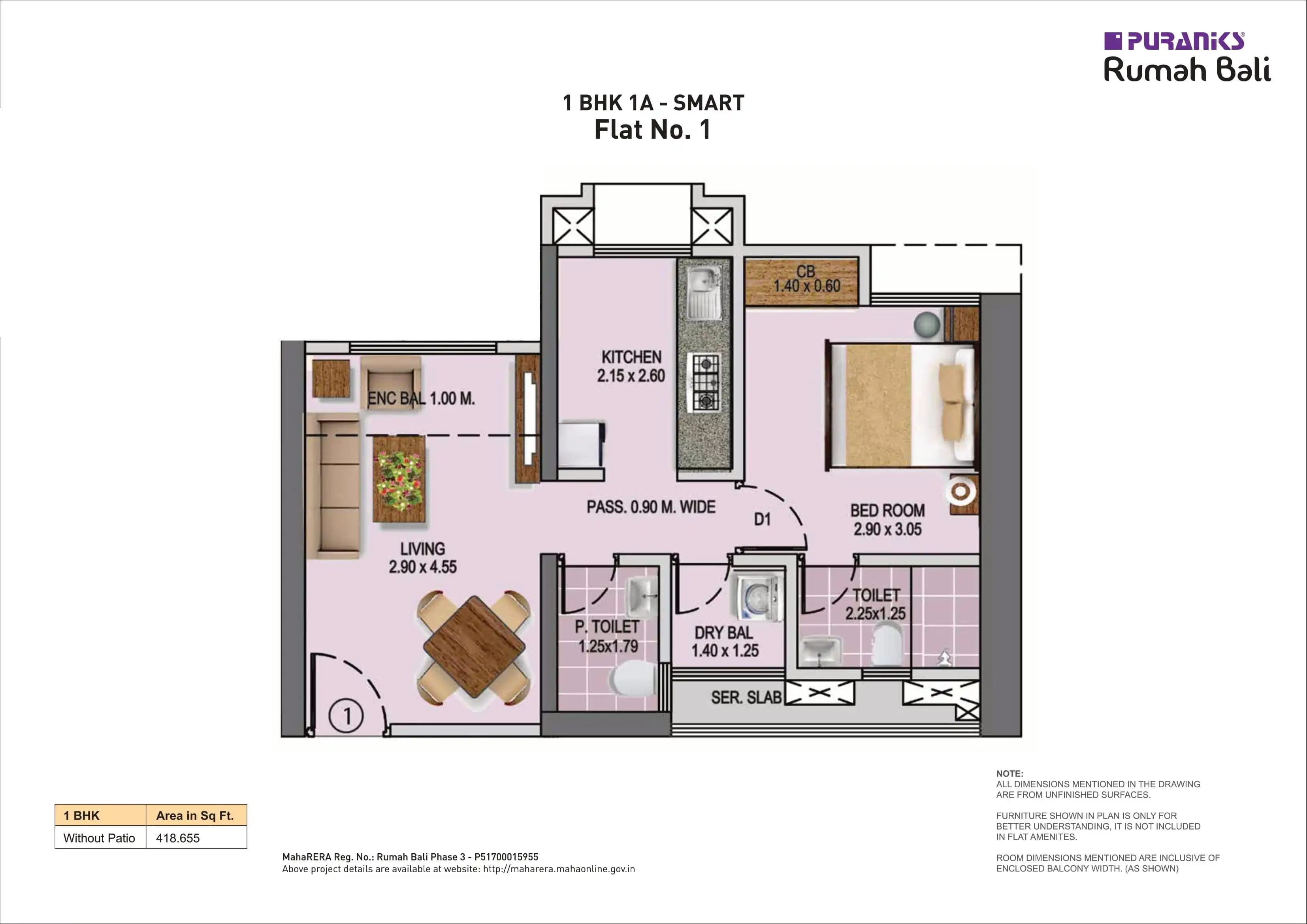 Unit plan - 418 sq.ft.