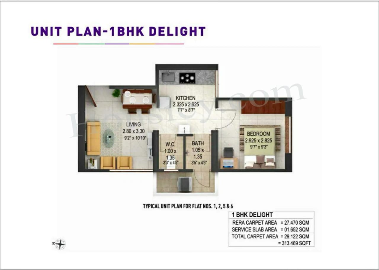Unit plan - 313 sq.ft.