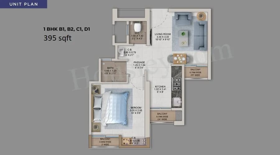 Unit plan - 395 sq.ft.