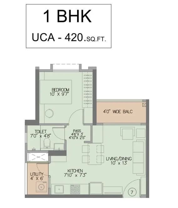 Unit plan - 421 sq.ft.