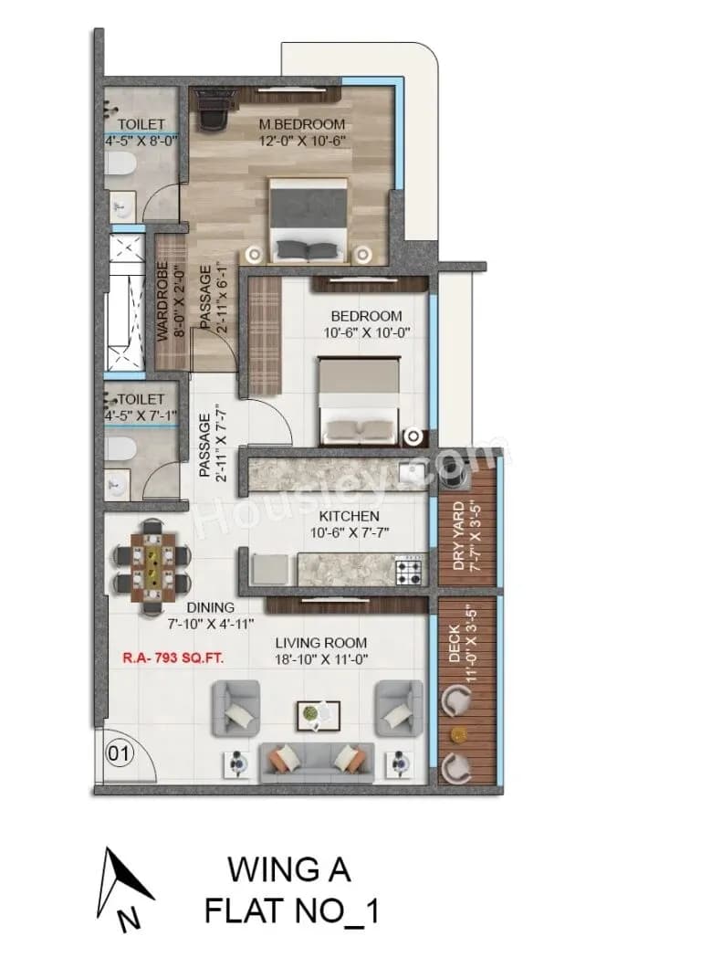 Unit plan - 793 sq.ft.