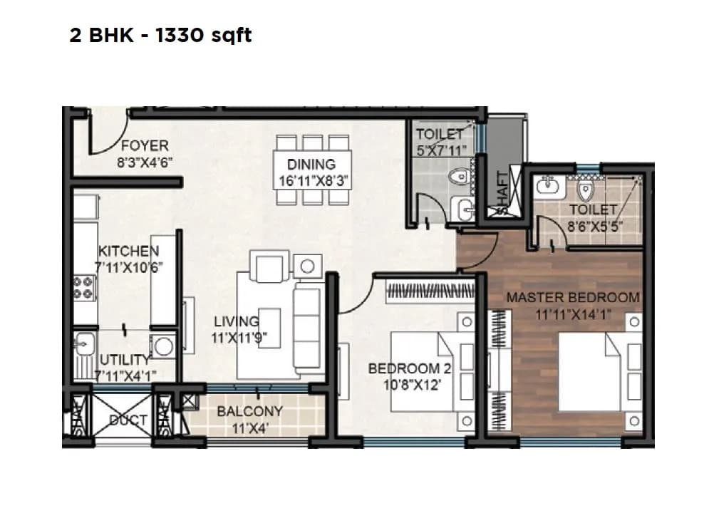 Unit plan - 864 sq.ft.