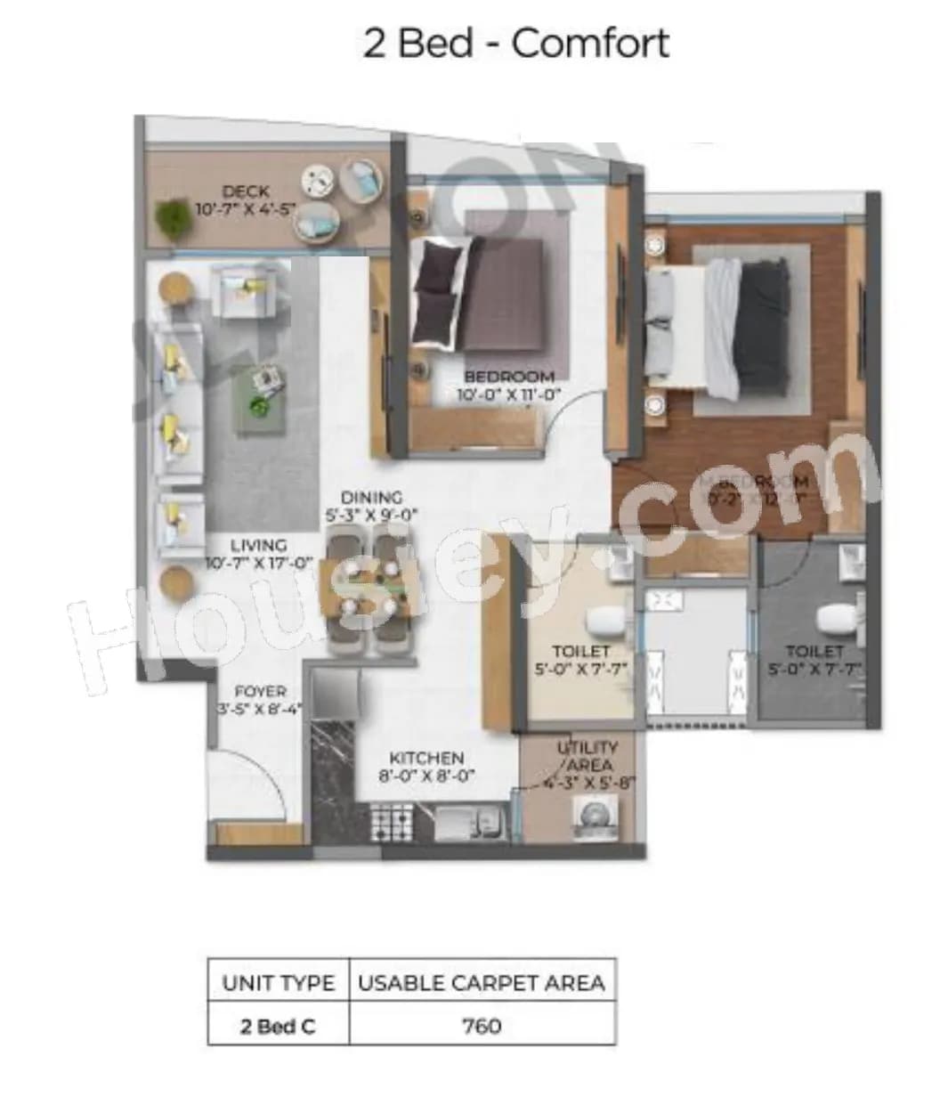 Unit plan - 760 sq.ft.